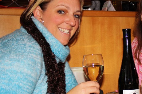 Drinking wine in Rudesheim, Germany